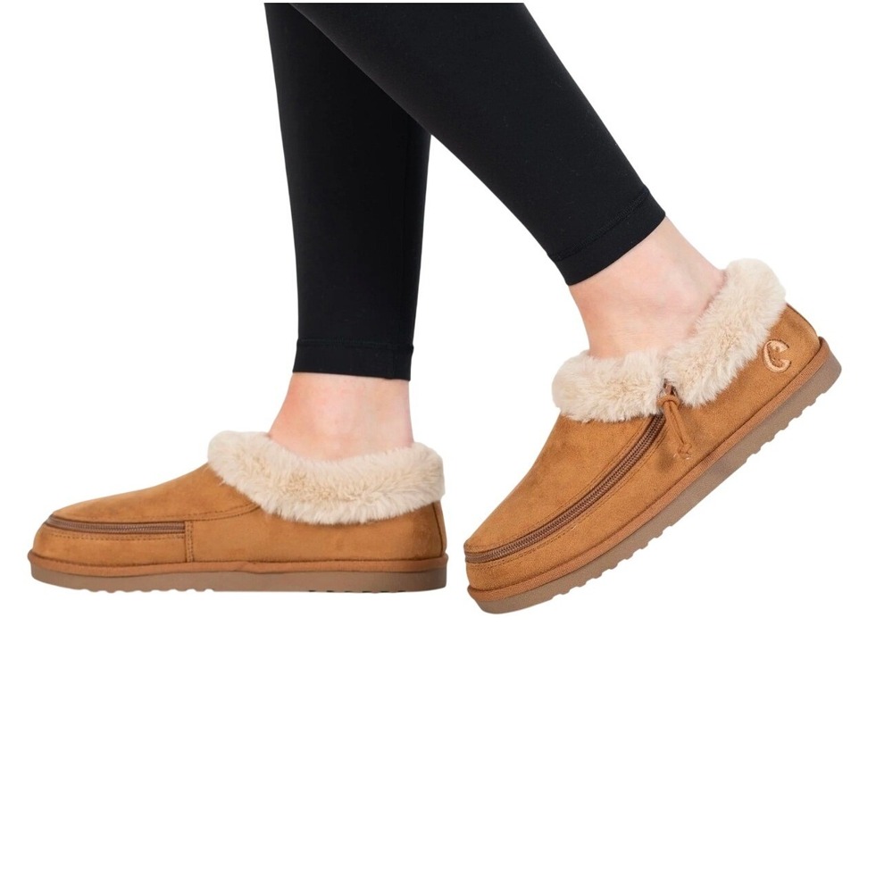 BILLY Footwear Kids Cozy Slipper Chestnut Brown Faux Fur Size 4M BK22446-250‎
